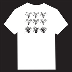 White T-Shirt with Stylized Rice Plant Grid Graphic