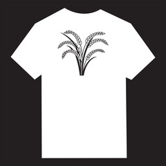 Minimalist Rice Stalks Graphic on White T-Shirt