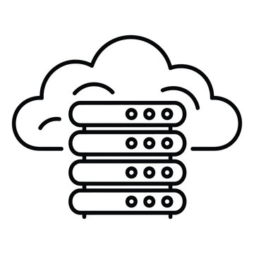 Cloud computing server stack icon with cloud storage and data center servers icon