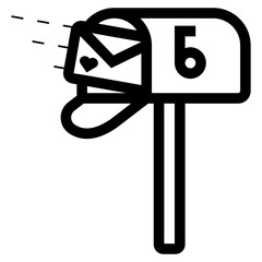 valentine invitation card inside mailbox icon