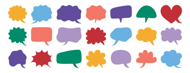 Colorful communication speech bubbles silhouette set. speech bubble doodle funny collection 