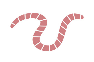 cartoon cute worm or earthworm icon. Colorful worm with stripes sign for fishing