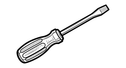 Fototapeta premium Screwdriver hand tool sketch illustration in black and white