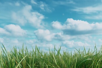 Obraz premium Green Grass and Blue Sky - A serene landscape for peaceful inspiration