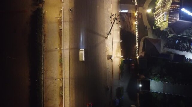 29.12.2025.Puri Orissa India aerial video clip of marine drive road illuminated with street light in Puri captured with drone during night