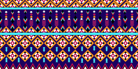 Geometric ehtnic oriental seamless pattern traditional design for background, carpet, wallpaper, clothing, wrapping, batik, fabric, vector, illustration, embroidery style
