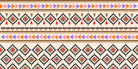 Geometric ehtnic oriental seamless pattern traditional design for background, carpet, wallpaper, clothing, wrapping, batik, fabric, vector, illustration, embroidery style