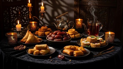 Fototapeta premium Middle Eastern Cuisine on Decorative Table.