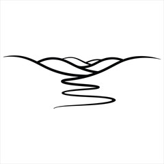 A minimalist black line art design on a white background