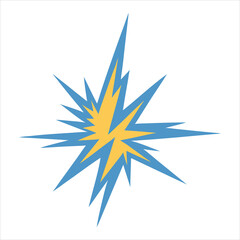 Fototapeta premium A vibrant blue and yellow starburst graphic on a white background