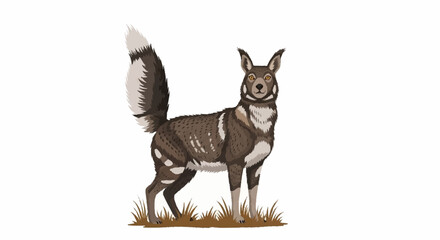 Fototapeta premium African Wild Dog Standing on Grass Illustration.