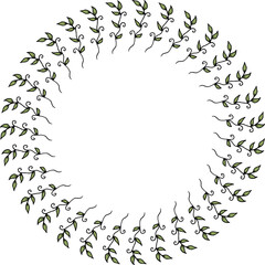 Round frame with marvelous decorative elements with leaves.eps