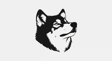 Black and white husky dog head illustration. © Kosim