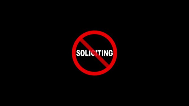 No Soliciting Allowed Icon Animation, Begging Prohibited Symbol, Public Area Restriction Sign