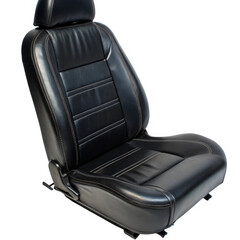 Naklejka premium Black leather car seat isolated on transparent background