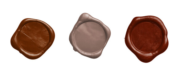 Crimson Three Vintage Wax seals with Transparent Background