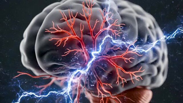 Dual Perspective Visualization of a Migraine Attack Showing Cortical Spreading Depression Aura Vision and Painful Vascular Dilation