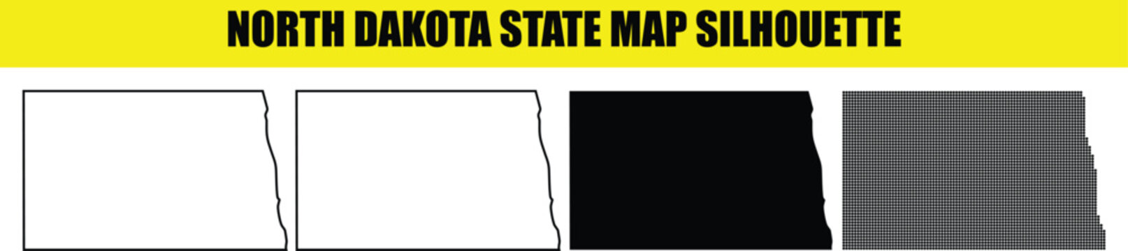 north dakota state map silhouette, united states north dakota map, outline north dakota border, north dakota shape