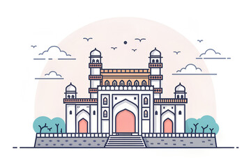Naklejka premium Golconda Fort, Hyderabad, minimal vector clean vector art