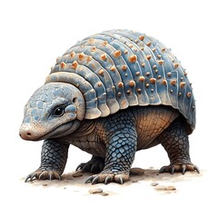 Fototapeta premium Realistic Armadillo with Spiked Shell on photo White Background animal mammal