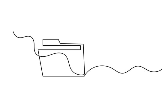 Document file folder in continuous one line drawing minimalist style isolated vector illustration