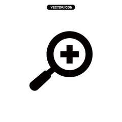 Fototapeta premium Search Magnifying Glass Silhouette Vector Icon Isolated Zoom Tool Find Symbol on White Background for Interface Design
