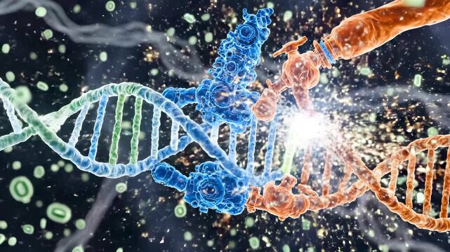Cinematic DNA Replication Inside the Cell Nucleus With Helicase Unzipping Double Helix and Polymerase Building Genetic Strand