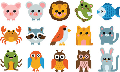 Obraz premium animal Modern Vector Icon Set for Business, Technology and Creative Design Clean, Minimal and Editable Icons Collection for Web, App and UI UX High Quality Flat Vector Icons Isolated on White Backgrou