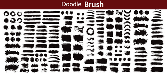 Brush stroke set, calligraphy ink paint lines, sketchy brush strokes grunge, bold lines and squiggles marker stripe © doodles
