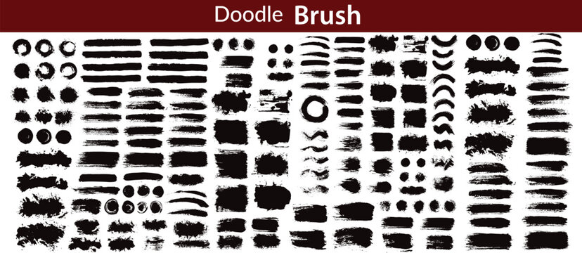 Brush stroke set, calligraphy ink paint lines, sketchy brush strokes grunge, bold lines and squiggles marker stripe