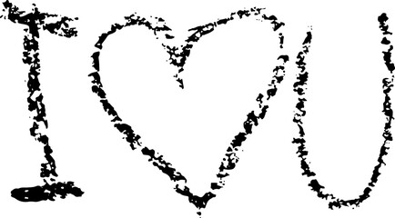 I Love You. Soft Pencil Hand Drawn Lettering.