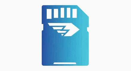 Abstract digital data storage icon in vibrant blue, representing high-speed memory and efficient information exchange for modern technological devices, designed for rapid data transfer