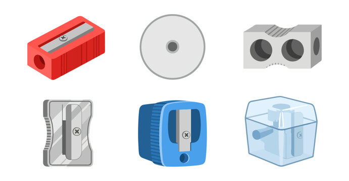 Collection of pencil sharpeners in various colors and designs