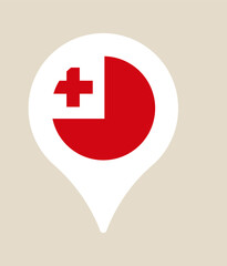 Obraz premium Tonga Flag Inside a Map Location Pin, Representing a National Destination for Travel and Tourism, Isolated Vector Graphic.