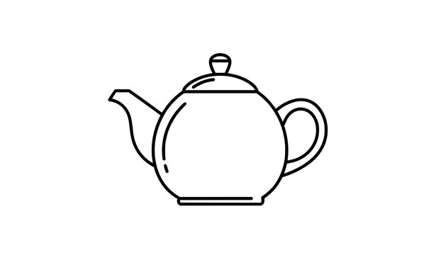 Simple line art teapot icon vector logo isolated on white background