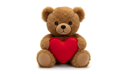 Cute Plush Teddy Bear Holding a Red Heart, Symbol of Love, Gift for Valentines