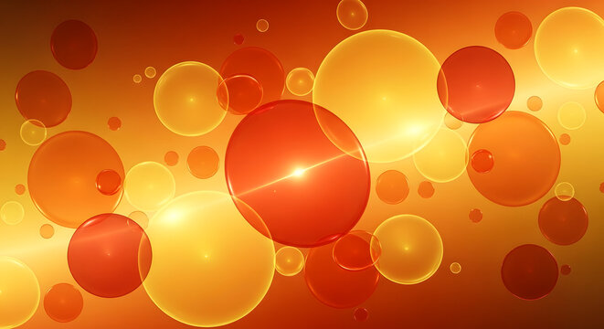 A vibrant and colorful abstract background with glowing orange and yellow bubbles of various sizes.