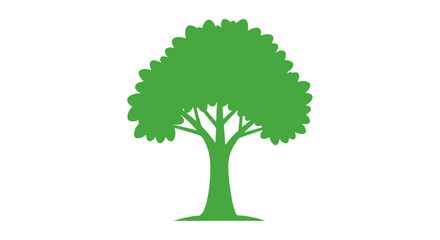 Green Tree Silhouette Icon on White Background