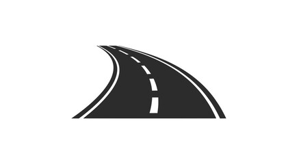 Curved Road Icon, Asphalt Highway, Transportation Vector Graphic