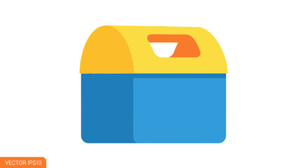 Blue and yellow toolbox icon, isolated on white background