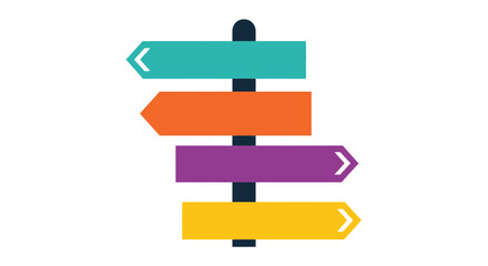 Colorful Directional Signpost with Multiple Arrows