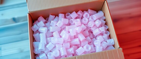 Delivery box filled with bubble wrap and packing peanuts,  order,  product