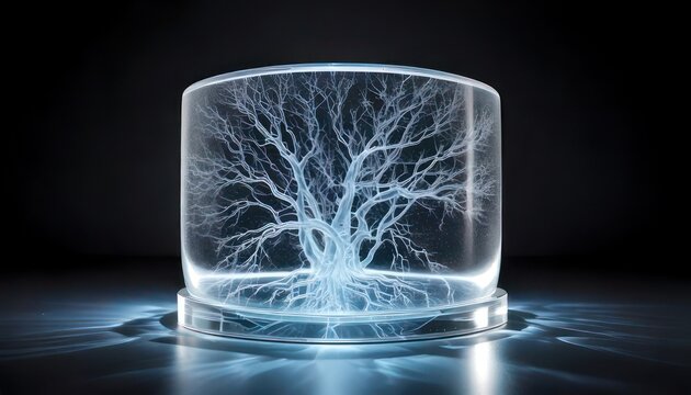 Captivating Lichtenberg Figure - A Tree of Light Encased in Glass.