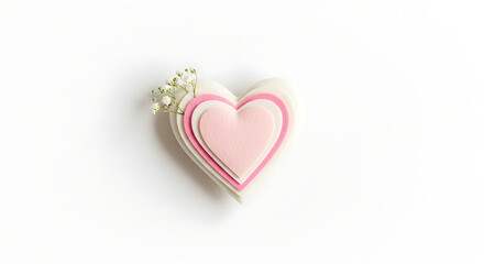 Obraz premium Delicate layered heart shape with small floral arrangement attached for romantic or decorative use