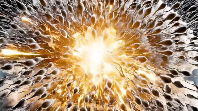 Epic Microscopic View of Human Fertilization With Sperm Swarm Penetrating Ovum and Bright Zinc Spark Shockwave Across Egg Surface