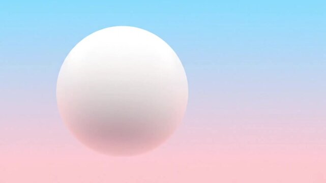 A single fresh white chicken egg rests as a 3d isolated object on a blue background under a clear sky, appearing like a pearl sphere or abstract Easter egg with a soft shadow