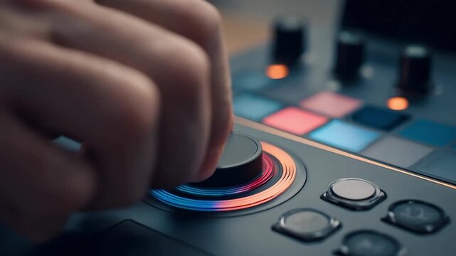 Laptop with customized switch control and adaptive software main focus users hands interacting gently background softly blurred representing motor function support.