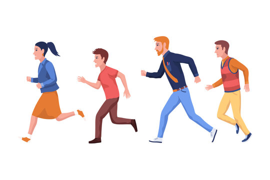 Pupils evacuation from school building flat color vector illustration. Students and staff emergency leaving. Kids follows escape route 2D cartoon characters with educational facility
