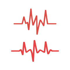 Red Heartbeat EKG Pulse Line Flat Vector Icon