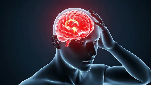 Glowing Human Brain Anatomy Medical Science Animation Neural Activity Consciousness Thought Process